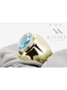 14K Жовте золото Аквамарин Каблучка Вінтаж прикраси vrc296y